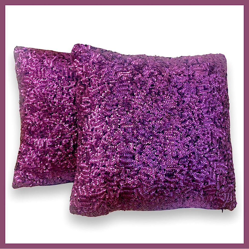 Set of 2 purple sequin accent pillows - NWOT